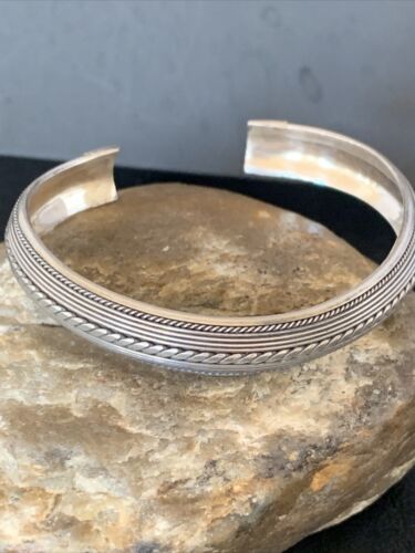 Navajo Stamped Cuff Bracelet | Old Pawn Sterling Silver | Authentic Native American Handmade | 14190