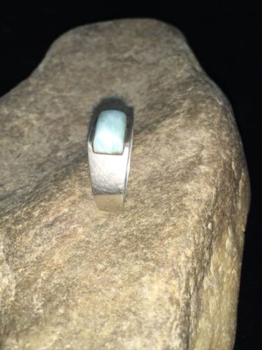 Native American Men's Larimar Inlay Ring | Navajo Sterling Silver | Sz 12 | 1738 - Masha USA