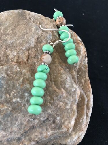 Navajo Sterling Silver Malachite Jasper Earrings | Southwestern Green Stone | Handcrafted Native American