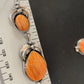 Navajo Orange Spiny Oyster Dangle Earrings | Sterling Silver | Authentic Native American Handmade | 12201