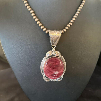 Navajo Purple Spiny Oyster Necklace Pendant | Sterling Silver | Authentic Native American Handmade | 14660