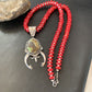 Navajo Green Gaspeite Naja Pendant with Red Coral | Sterling Silver | 23" Necklace | Authentic Native American Handmade | 11165
