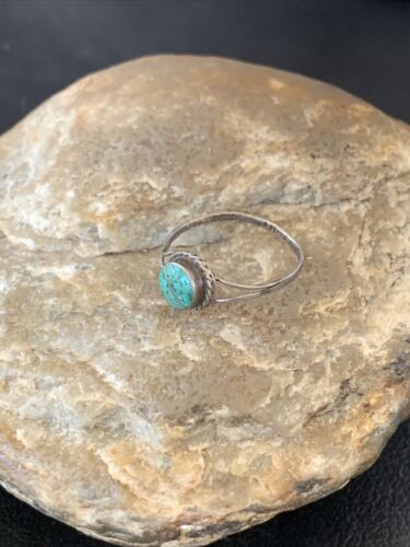 Navajo Green Turquoise Ring | Sterling Silver | Sz 7.5 | Authentic Native American Handmade | 10817