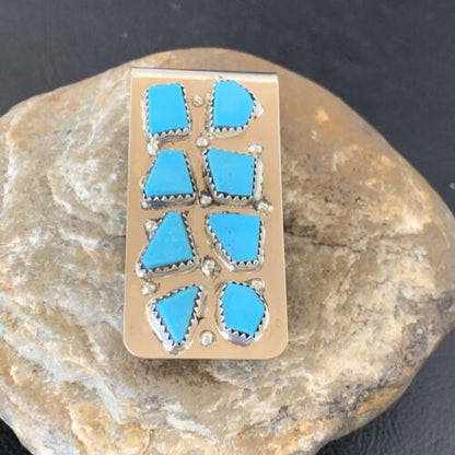 Navajo Handmade Turquoise Money Clip | Sterling Silver | Authentic Native American | 11594