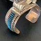 Authentic Native American Zuni Sterling Silver Watch Cuff Bracelet | Blue Turquoise Inlay Tips | 12332