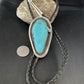 Native American Men's Bolo Tie | Blue Kingman Turquoise | Sterling Silver | Navajo Handmade | 14525