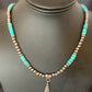 Navajo Blue Turquoise Pendant Earrings Set | Authentic Native American Sterling Silver Necklace | Handmade | 12618
