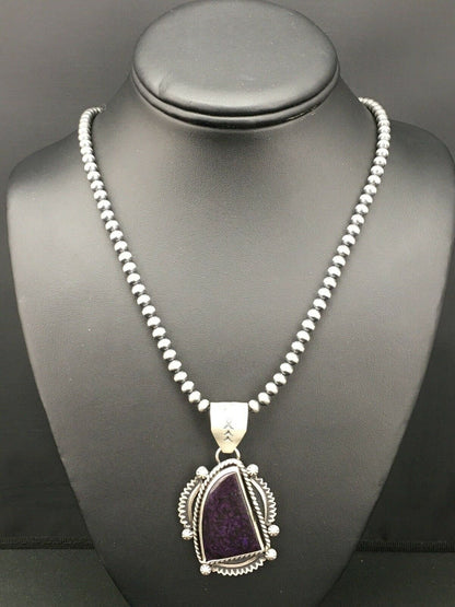Native American Sterling Silver Navajo Pearls Purple Sugilite Necklace | Authentic Handmade | 4918