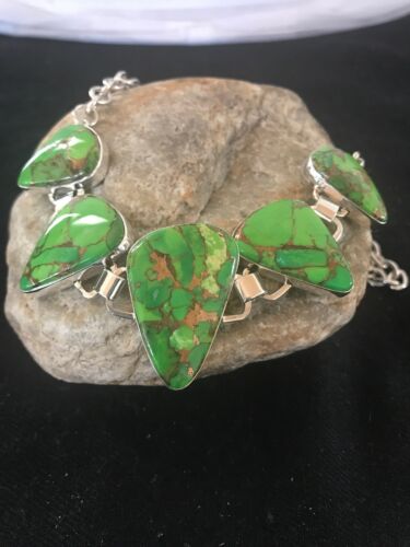 Southwestern Green Mojave Turquoise Necklace | Sterling Silver | 18" | 3692