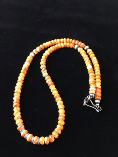 Navajo Graduated Spiny Oyster Necklace | Sterling Silver | 18" | Authentic Native American Handmade | 1775