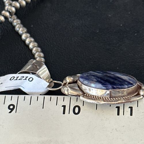 Navajo Denim Lapis Pendant Necklace | Sterling Silver Beads | Authentic Native American Handmade | 1210 - Masha USA