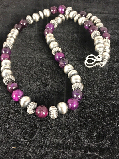 Navajo Men's Purple Sugilite Necklace | Sterling Silver | 22" | Authentic Native American Handmade | 8532