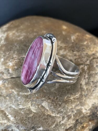 Navajo Turquoise Purple Spiny Oyster Ring | Sterling Silver | Sz 9 | Authentic Native American Handmade | 10297