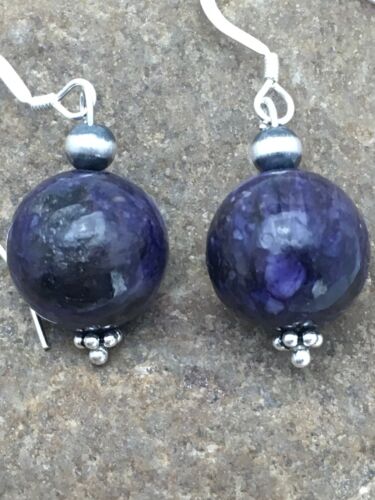Southwestern Denim Lapis Bead Earrings | Sterling Silver | 1" | 2804