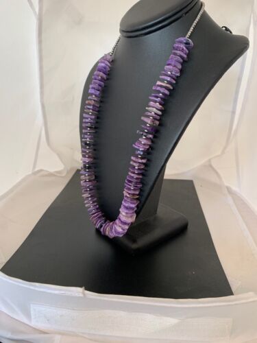 Navajo Rare Charoite Strand Necklace | Sterling Silver | Authentic Native American Handmade | 24" | 2841