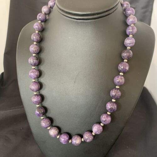 Navajo Purple Charoite Necklace | Sterling Silver | 20" | Authentic Native American Handmade | 11961