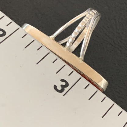 Navajo Red Spiny Oyster Inlay Ring | Sterling Silver | Sz 5 | Authentic Native American Handmade | 11585