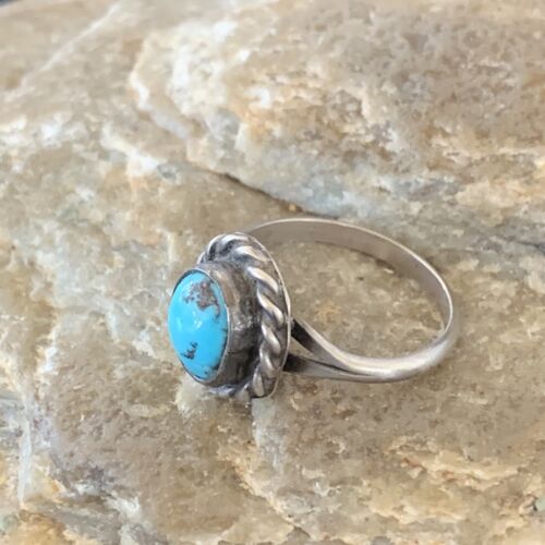 Southwestern Old Pawn Navajo Blue Turquoise Ring | Sterling Silver | Sz 5.5 | 10775