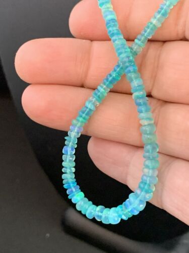 Native American Women's Blue Opal Bead Necklace | Sterling Silver | Authentic Handmade | 20" | 187
