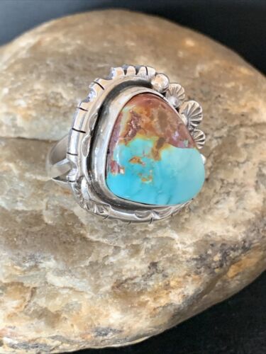 Native American Women's Navajo Blue Royston Turquoise Ring | Sterling Silver | Sz 10 | 10425