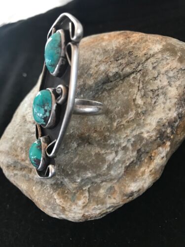 Navajo Southwestern Blue Turquoise Multi-Stone Ring | Authentic Native American Sterling Silver | Old Pawn | Sz 5 | 8635