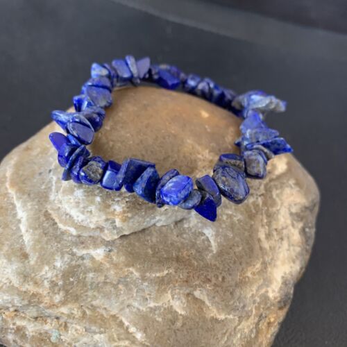 Native American Lapis Bead Bracelet | Stretch | 7" Adjustable | Men's Women's | 13314