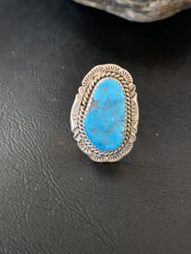 Southwestern Navajo Blue Kingman Turquoise Ring | Sterling Silver | Sz 7 | 12207