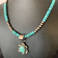 Navajo Blue Turquoise Pendant Necklace | Sterling Silver Pearls | Authentic Native American Handmade | 13220