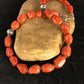 Navajo Apple Coral Sponge Bead Necklace | Sterling Silver | Authentic Native American Handmade | 22" | 8526