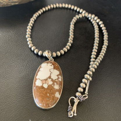 Navajo Wild Horse Turquoise Necklace Pendant | Sterling Silver | Authentic Native American Handmade | 12732