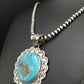 Men's Kingman Turquoise Pendant | Navajo Pearl Sterling Silver Necklace | Authentic Native American Handmade | 4876