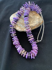 Navajo Rare Charoite Strand Necklace | Sterling Silver | Authentic Native American Handmade | 24" | 2841