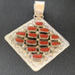 Navajo Red Coral and Multi-Stone Cluster Pendant | Authentic Native American Sterling Silver | 2" | 2101