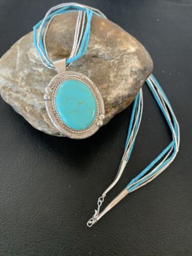 Navajo Green Turquoise Liquid Heishi Necklace | Sterling Silver | 5 Strand | Authentic Native American | 02050
