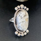 Navajo White Buffalo Turquoise Ring | Sterling Silver | Sz 8.5 | Authentic Native American Handmade | 13348