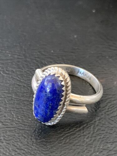 Women's Adjustable Navajo Lapis Lazuli Ring | Sterling Silver | Sz 6.5 | Authentic Native American Handmade | 12449