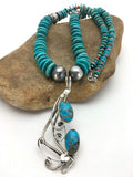 Navajo Spiny Oyster Turquoise Pendant Necklace | Sterling Silver | 22" | Authentic Native American Handmade | 2659