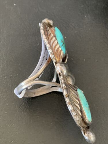 Navajo Blue Royston Turquoise Multi-Stone Ring | Authentic Native American Sterling Silver | Sz 9 | 12064