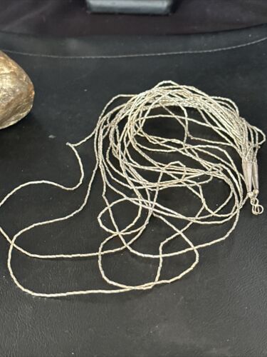 Navajo Graduated Liquid Heishi Necklace | 10 Strand Sterling Silver | 22" Beveled Tubes | 14710