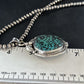 Men's Blue Spiderweb Turquoise Necklace Pendant | Navajo Sterling Silver | Authentic Native American Handmade | 14258