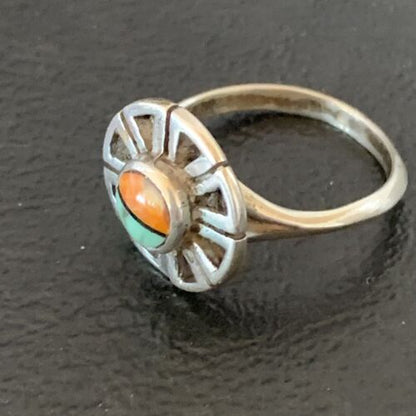 Navajo Blue Turquoise Spiny Oyster Inlay Ring | Sz 5.5 | Authentic Native American Handmade | 11185 - Masha USA