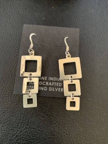 Native American Old Pawn Dangle Earrings | Sterling Silver | 1.5" | 12984