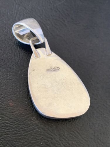 Men's Navajo Orange Spiny Oyster Blue Opal Inlay Pendant | Sterling Silver | Native American Handmade | 12487