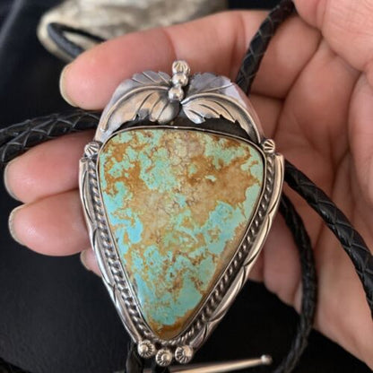 Southwestern Men's Bolo Tie | Blue #8 Turquoise | Sterling Silver | Navajo | 14112