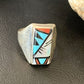 Native American Zuni Men's Spiny Blue Turquoise Ring | Sterling Silver Inlay | Sz 15 | 12425