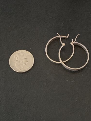 Native American Old Pawn Women's Hoop Stud Earrings | Sterling Silver | 1" | 13010
