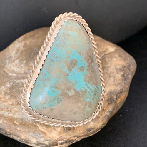 Navajo Blue Turquoise Ring | Sterling Silver | Sz 10 | Authentic Native American Handmade | 13714