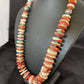 Navajo Turquoise & Red Spiny Oyster Necklace | Sterling Silver | Authentic Native American | Graduated | 22" | 10589
