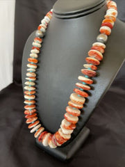Navajo Turquoise & Red Spiny Oyster Necklace | Sterling Silver | Authentic Native American | Graduated | 22" | 10589