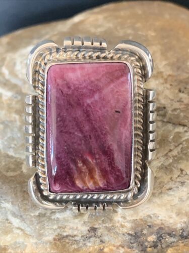 Native American Navajo Purple Spiny Oyster Ring Sterling Silver Sz 5" 1772